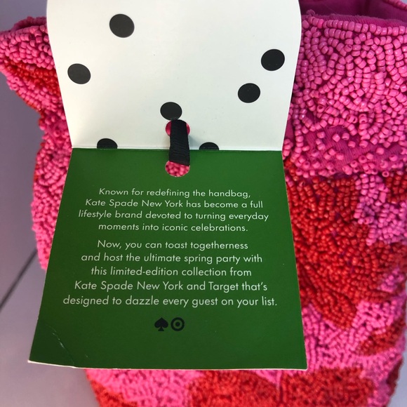 KATE SPADE X TARGET Beaded Classic Rose Drawstring Bucket Bag Pink Red NEW - Picture 16 of 17